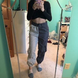 multi colored striped pants